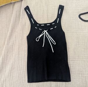 Amazon Black Tank Top with White Accents